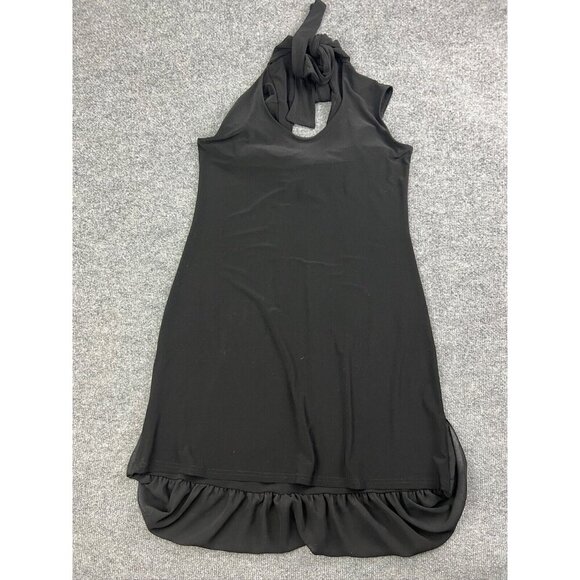 Joseph Rikkoff Sleeveless Dress Women's 6 Black Tie Neck Pleated Balloon Front - Picture 8 of 8